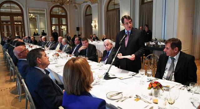 Αναστασιάδης σε γεύμα εργασίας με την Ένωση Κυπρίων Πλοιοκτητών