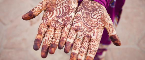 Henna on hands of Indian girl