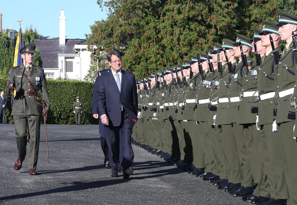 Επίσημη τελετή άφιξης του Προέδρου της Δημοκρατίας κ. Νίκου Αναστασιάδη στο Προεδρικό Μέγαρο στο Δουβλίνο, Ιρλανδία