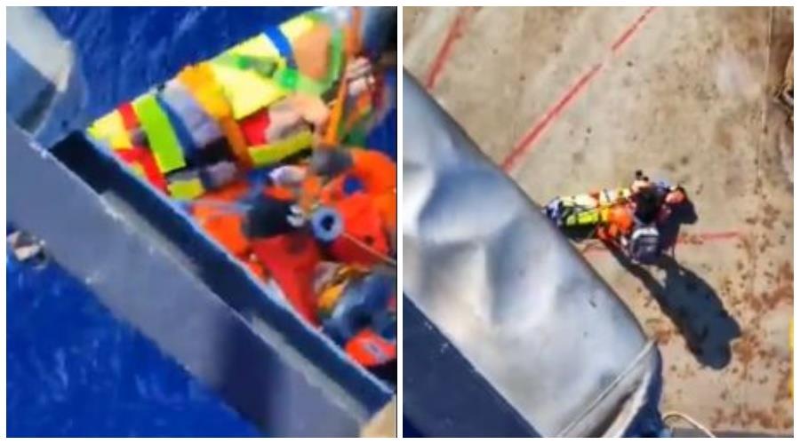 Καρέ καρέ η παραλαβή και η αεροδιακομιδή ασθενούς από εμπορικό πλοίο στη Λάρνακα