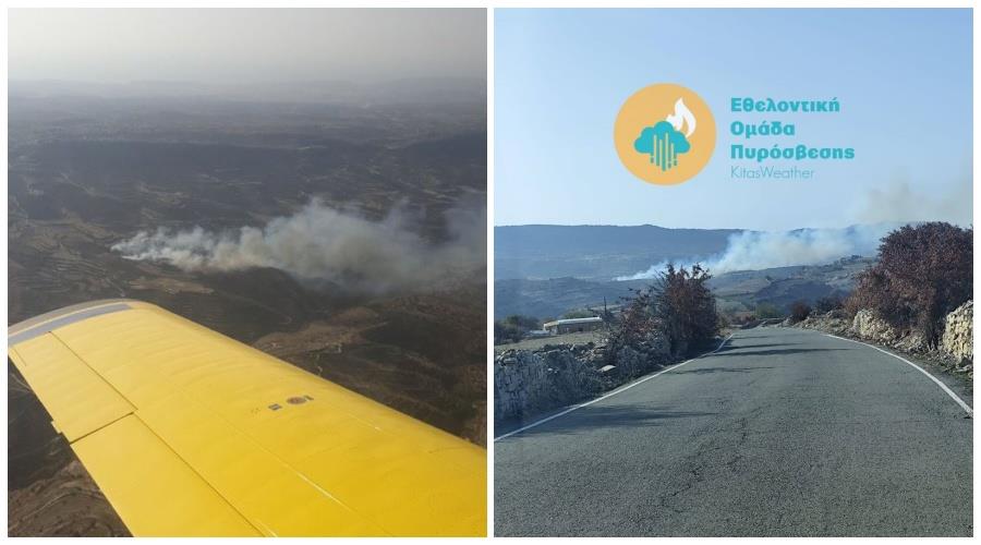 Δεύτερο μέτωπο πυρκαγιάς, μάχη από ξηράς και αέρος στην Πάφο-Μαίνεται ανεξέλεγκτη η πυρκαγιά στην Πάχνα