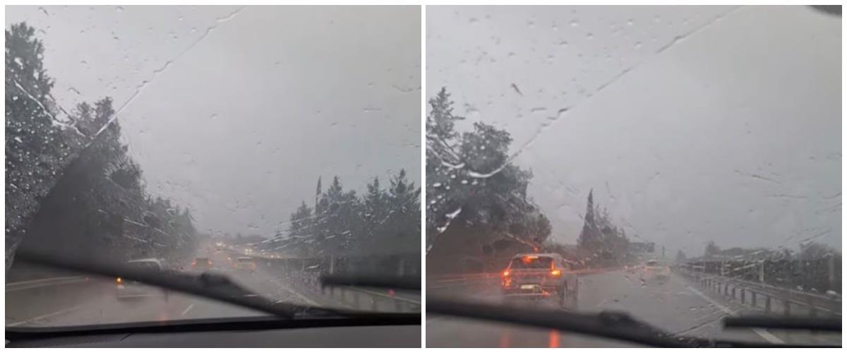 Καταρρακτώδεις βροχές στον αυτοκινητόδρομο μεταξύ Κόρνου και Κοφίνου-Συστήνει προσοχή στους οδηγούς
