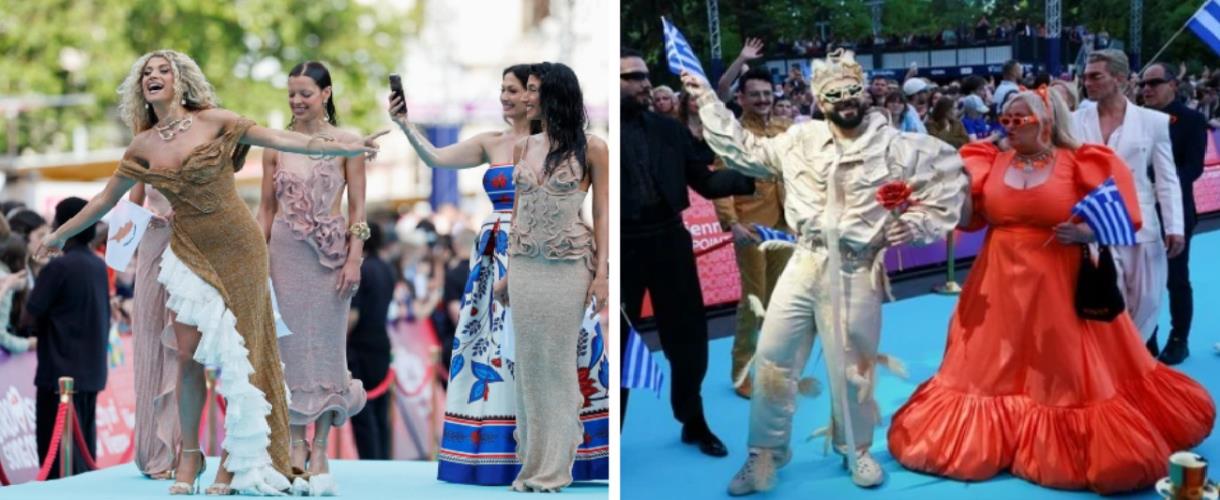Η Antigoni  εμφανίστηκε στο τιρκουάζ χαλί της #Eurovision 2026 με την Τηλλυρκώτισσα και ο Akylas με τον Ζορμπά!