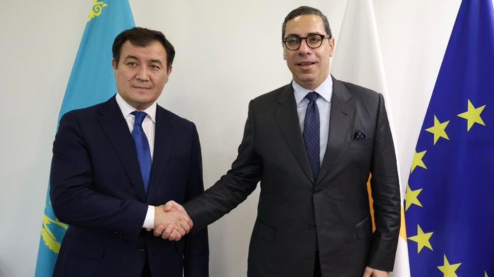 5484098289016364 Foreign Minister Constantinos Kombos and Kazakhstan’s Deputy Minister of Foreign Affairs Alibek Bakayev