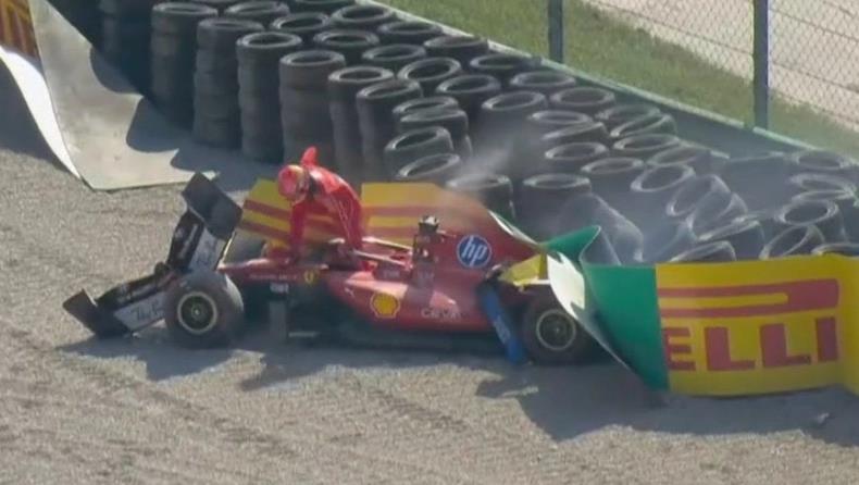 ΒΙΝΤΕΟ: Καταστροφικό ξεκίνημα για τη Ferrari στη Μόντσα-Ο Λεκλέρ στον τοίχο και κόκκινη σημαία
