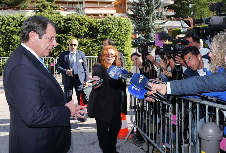 Ο Πρόεδρος της Δημοκρατίας κ. Νίκος Αναστασιάδης προβαίνει σε δηλώσεις στα ΜΜΕ στο Crans Montana της Ελβετίας, Τετάρτη 5 Ιουλίου 2017. ΚΥΠΕ/ΚΑΤΙΑ ΧΡΙΣΤΟΔΟΥΛΟΥ