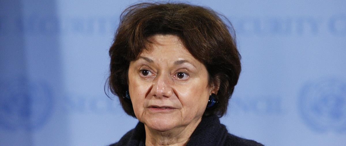 Rosemary A. DiCarlo, U.S. Deputy Permanent Representative to the United Nations, gives a statement to the press following a Security Council meeting on Afghanistan.