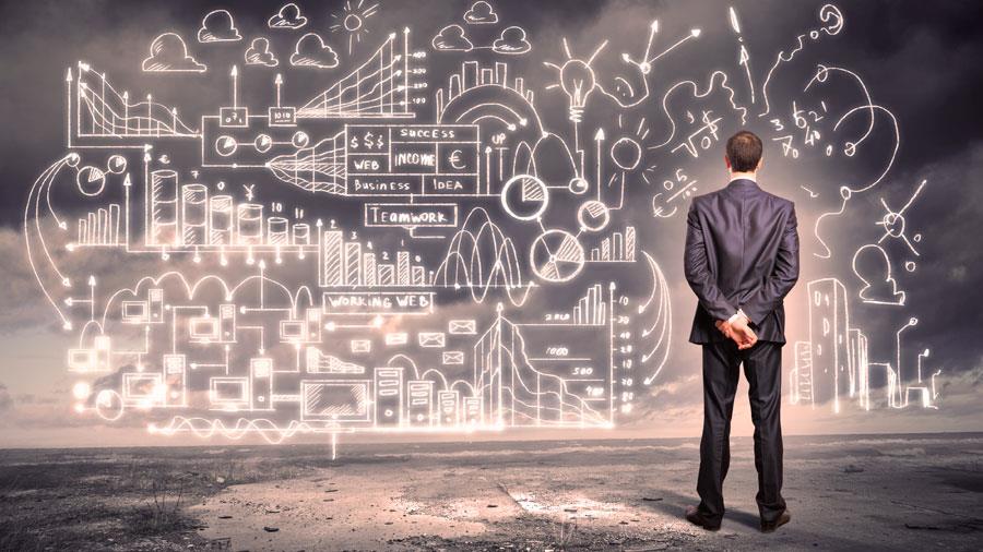 Businessman and business sketch