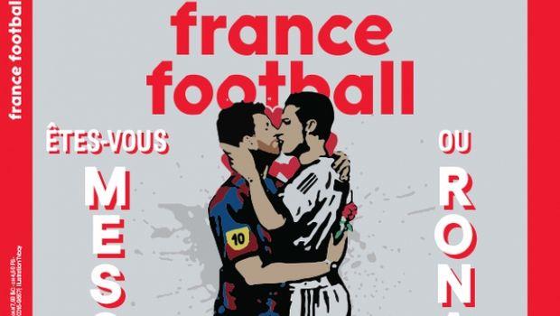 Το νέο τεύχος του διάσημου γαλλικού περιοδικού France Football κυκλοφόρησε με φιλί στο στόμα ανάμεσα σε Κριστιάνο Ρονάλντο και Λιονέλ Μέσι