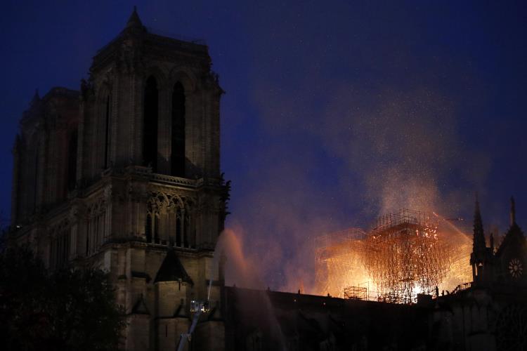 Cathedral of Notre-Dame of Paris on fire