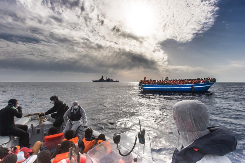 Italian navy rescue asylum seekers