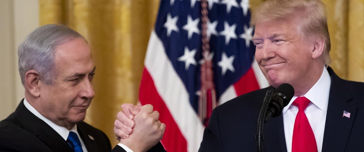 US President Donald J. Trump unveils his Middle East peace plan alongside Prime Minister of Israel Benjamin Netanyahu