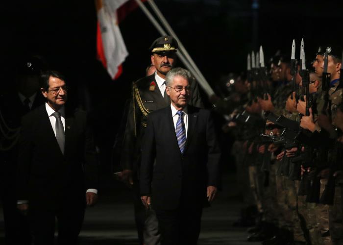 Ο Πρόεδρος της Δημοκρατίας κ. Νίκος Αναστασιάδης υποδέχεται τον Πρόεδρο  της Αυστρίας Dr. Heinz Fischer στο Προεδρικό Μέγαρο