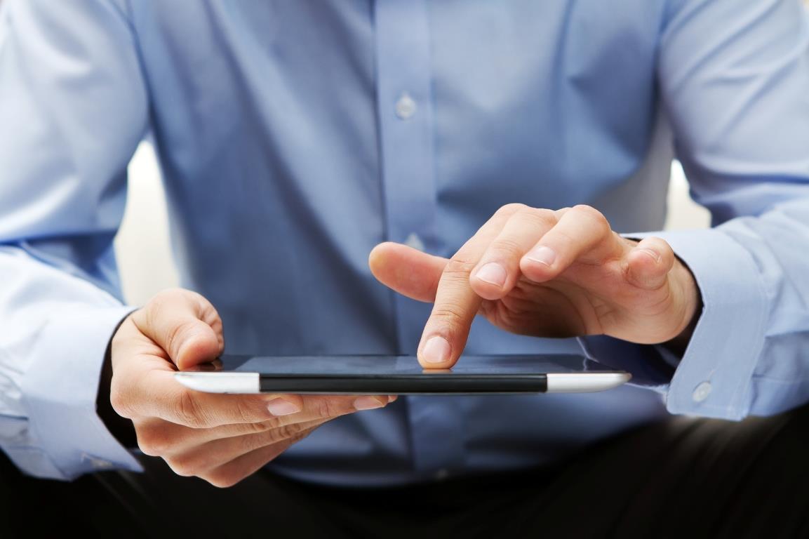 Working on a digital tablet