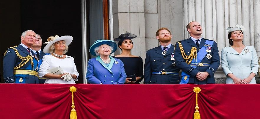 4074172149653645 L-R-Prince-Charles-Camilla-Parker-Bowles-Prince-Andrew-Queen-Elizabeth-ll-Meghan-Markle-Prince-Harry-Prince-William-and-Kate-Middleton