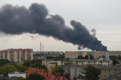 Plastics factory fire in Lodz