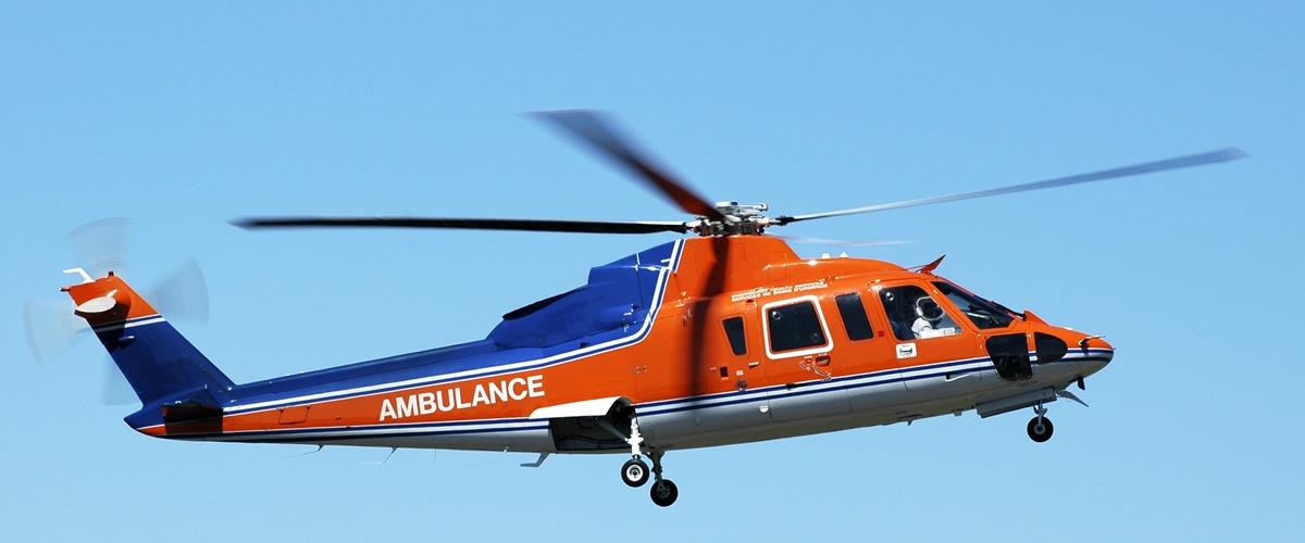 Air ambulance helicopter returning from a life saving mission